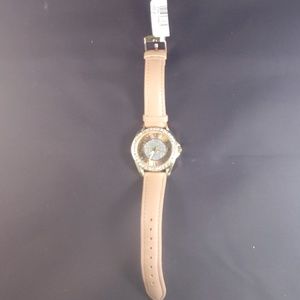 Brand New Leather Band Gold & Crystals Watch